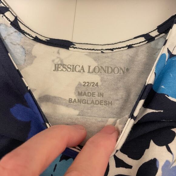 Jessica London Women's Plus Size Stretch Cotton Tank Maxi Dress Size 22/24 Blue - Picture 7 of 8